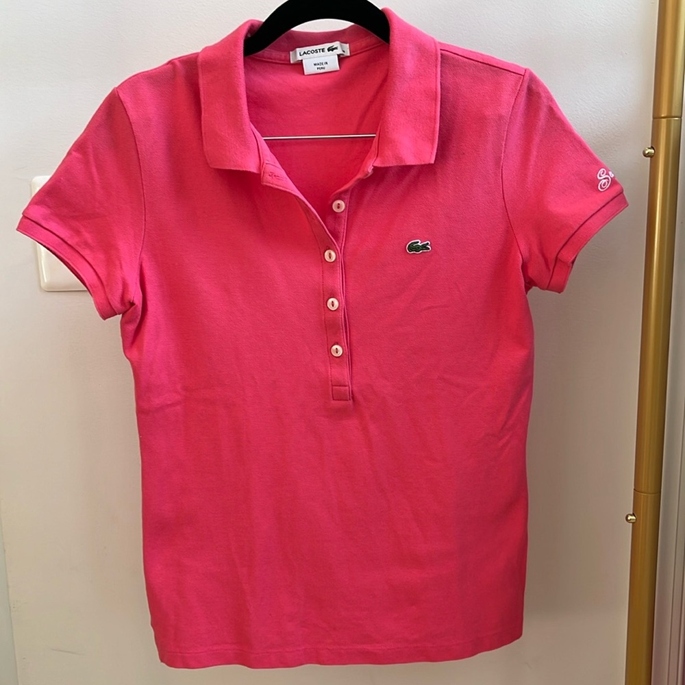 Lacoste pink polo